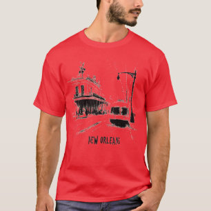 New Orleans Streetcar  schets van de geschiedenis T-shirt