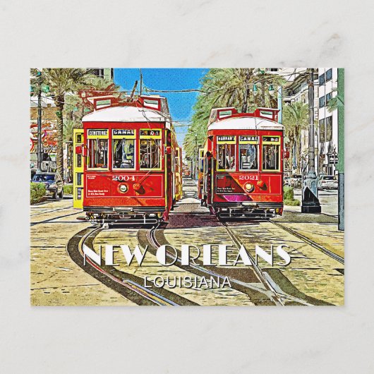 New Orleans Streetcars Briefkaart (Voorkant)