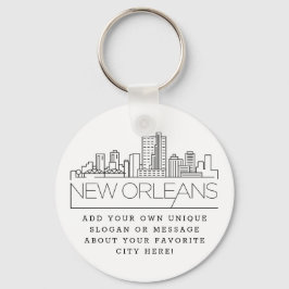 New Orleans Stylized Skyline | Aangepaste slogan Sleutelhanger