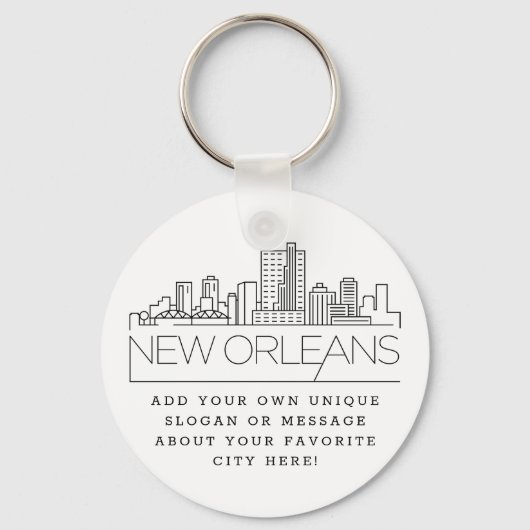 New Orleans Stylized Skyline | Aangepaste slogan Sleutelhanger (Voorkant)
