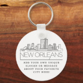 New Orleans Stylized Skyline | Aangepaste slogan Sleutelhanger (Voorkant)