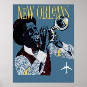 New Orleans Travel Jazz Trumpet Poster