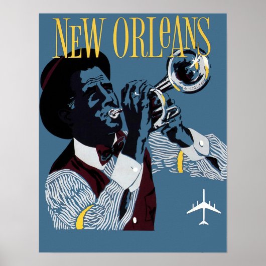  New Orleans Travel Jazz Trumpet Poster (Voorkant)