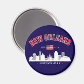 New Orleans Travel Skyline Fridge Magnet (Voorkant / Achterkant)