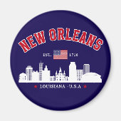 New Orleans Travel Skyline Fridge Magnet (Voorkant)
