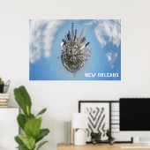 New Orleans Unique City Skyline Travel Photo Poster (Thuiskantoor)