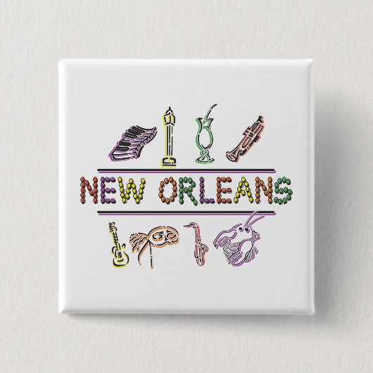 New Orleans Vierkante Button 5,1 Cm (Voorkant)