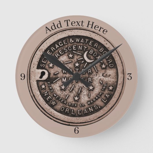 New Orleans Water Meter Clock, add text Ronde Klok (Voorkant)