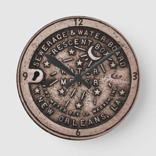 New Orleans Water Meter Clock, add text Ronde Klok (Voorkant)