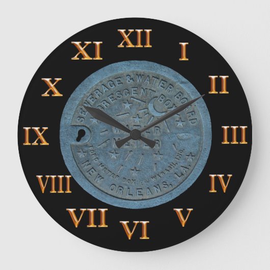New Orleans Water Meter Gold Roman Numerals Grote Klok (Voorkant)