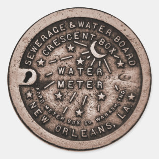 New Orleans Water Meter Hoesje Ronde Sticker
