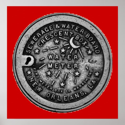 New Orleans Water Meter Wall Art Poster (Voorkant)