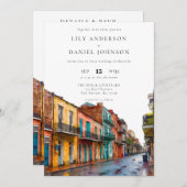 New Orleans Watercolor All In One Wedding Kaart (Voorkant / Achterkant)