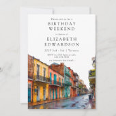 New Orleans Watercolor Birthday Weekend Kaart (Voorkant)
