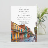 New Orleans Watercolor Birthday Weekend Kaart (Staand voorkant)