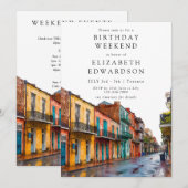 New Orleans Watercolor Birthday Weekend Kaart (Voorkant / Achterkant)
