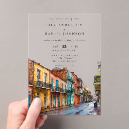 New Orleans Watercolor Destination Wedding Acryl Uitnodigingen