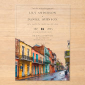 New Orleans Watercolor Destination Wedding Acryl Uitnodigingen (Voorkant)