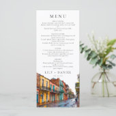 New Orleans Watercolor Destination Wedding Menu (Staand voorkant)