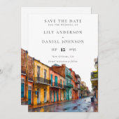 New Orleans Watercolor Destination Wedding Save The Date (Voorkant / Achterkant)