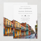 New Orleans Watercolor Elegant Wedding Kaart (Voorkant / Achterkant)