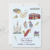 New Orleans Waterverf bruiloft Save The Date (Voorkant)