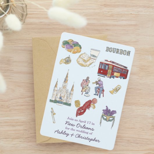 New Orleans Waterverf bruiloft Save The Date