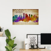 New Orleans | Waterverf City Skyline Poster (Thuiskantoor)