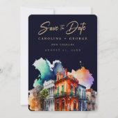 New Orleans Waterverf Nola Louisiana Foto Kaart (Voorkant)