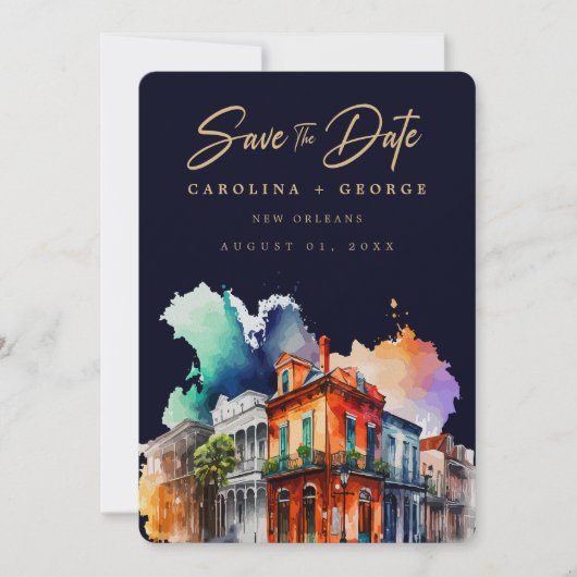 New Orleans Waterverf Nola Louisiana Foto Kaart (Voorkant)