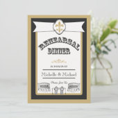 New Orleans Weddenschap Rehearsal Dinner Black Gol Kaart (Staand voorkant)
