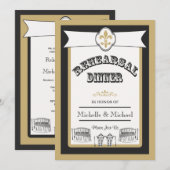 New Orleans Weddenschap Rehearsal Dinner Black Gol Kaart (Voorkant / Achterkant)