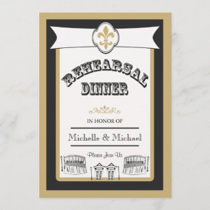New Orleans Weddenschap Rehearsal Dinner Black Gol Kaart