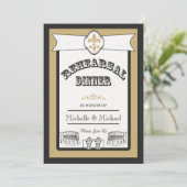 New Orleans Weddenschap Rehearsal Dinner Black Gol Kaart (Staand voorkant)