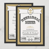 New Orleans Weddenschap Rehearsal Dinner Black Gol Kaart (Voorkant / Achterkant)