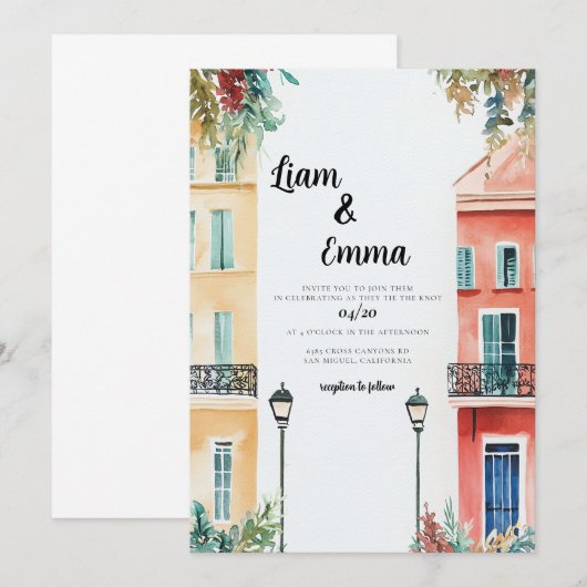 New Orleans Wedding Destination Uitnodiging (Voorkant / Achterkant)