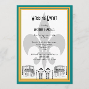 New Orleans Wedding Event Invite (blauwgroen) Kaart