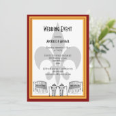 New Orleans Wedding Event Invite (maroon) Kaart (Staand voorkant)