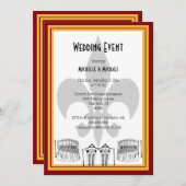 New Orleans Wedding Event Invite (maroon) Kaart (Voorkant / Achterkant)