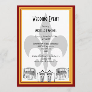 New Orleans Wedding Event Invite (maroon) Kaart