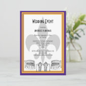 New Orleans Wedding Event Invite (paars) Kaart (Staand voorkant)