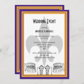New Orleans Wedding Event Invite (paars) Kaart (Voorkant / Achterkant)