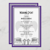 New Orleans Wedding Event Invite (paars/zilver) Kaart (Voorkant / Achterkant)
