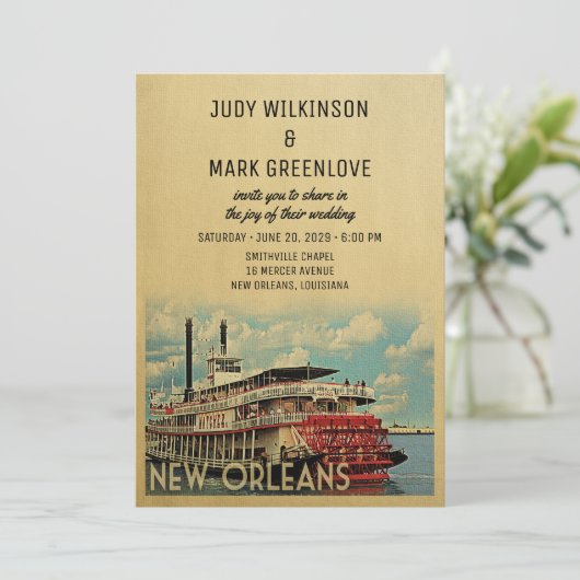 New Orleans Wedding Invitation  Middeleeuwen Kaart (Staand voorkant)