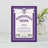 New Orleans Wedding Rehearsal Dinner Paars Kaart (Staand voorkant)