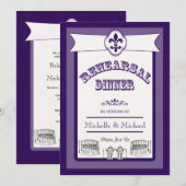 New Orleans Wedding Rehearsal Dinner Paars Kaart (Voorkant / Achterkant)