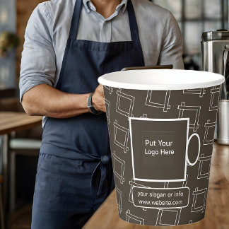 New Paper Cups Business Logo Branded Rustic Kraft Papieren Bekers