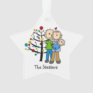 New Parents and Baby Boy Holiday Ornament