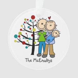 New Parents and Baby Boy Holiday Ornament