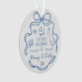New Parents First Christmas Whimsical Blue Doodles Ornament (voorkant)